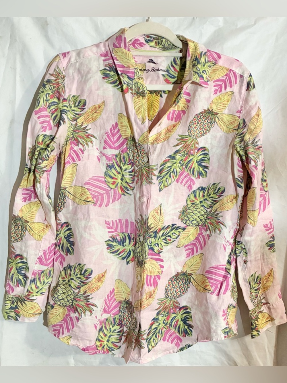 Tommy Bahama Tropical Linen Button Up Shirt Sz M Top Organic Coastal Beach